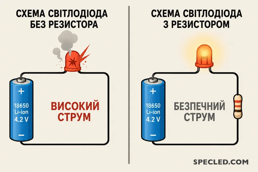 Струмообмежувальний резистор у ланцюзі постійного струму
