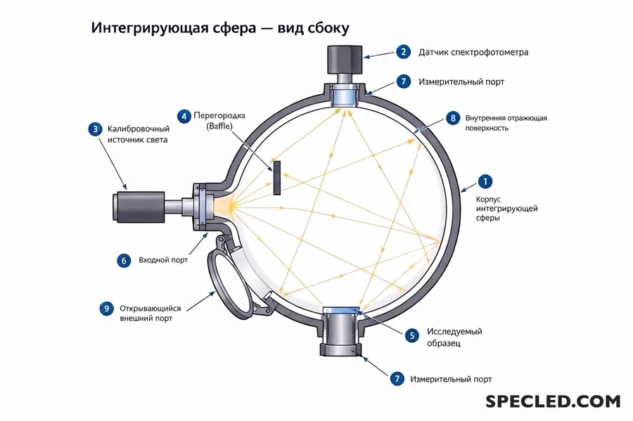 Конструкция и устройство интегрирующей сферы