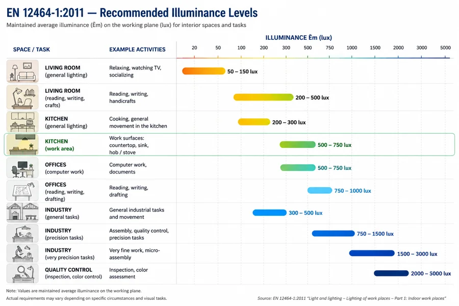 Illumination scale for residential premises
