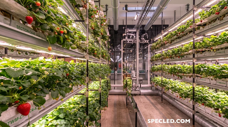 City farm with a microclimate and photosynthesis simulator