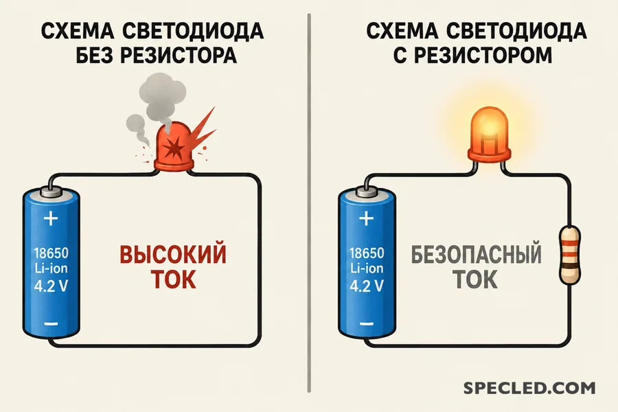 Токоограничивающий резистор в цепи постоянного тока